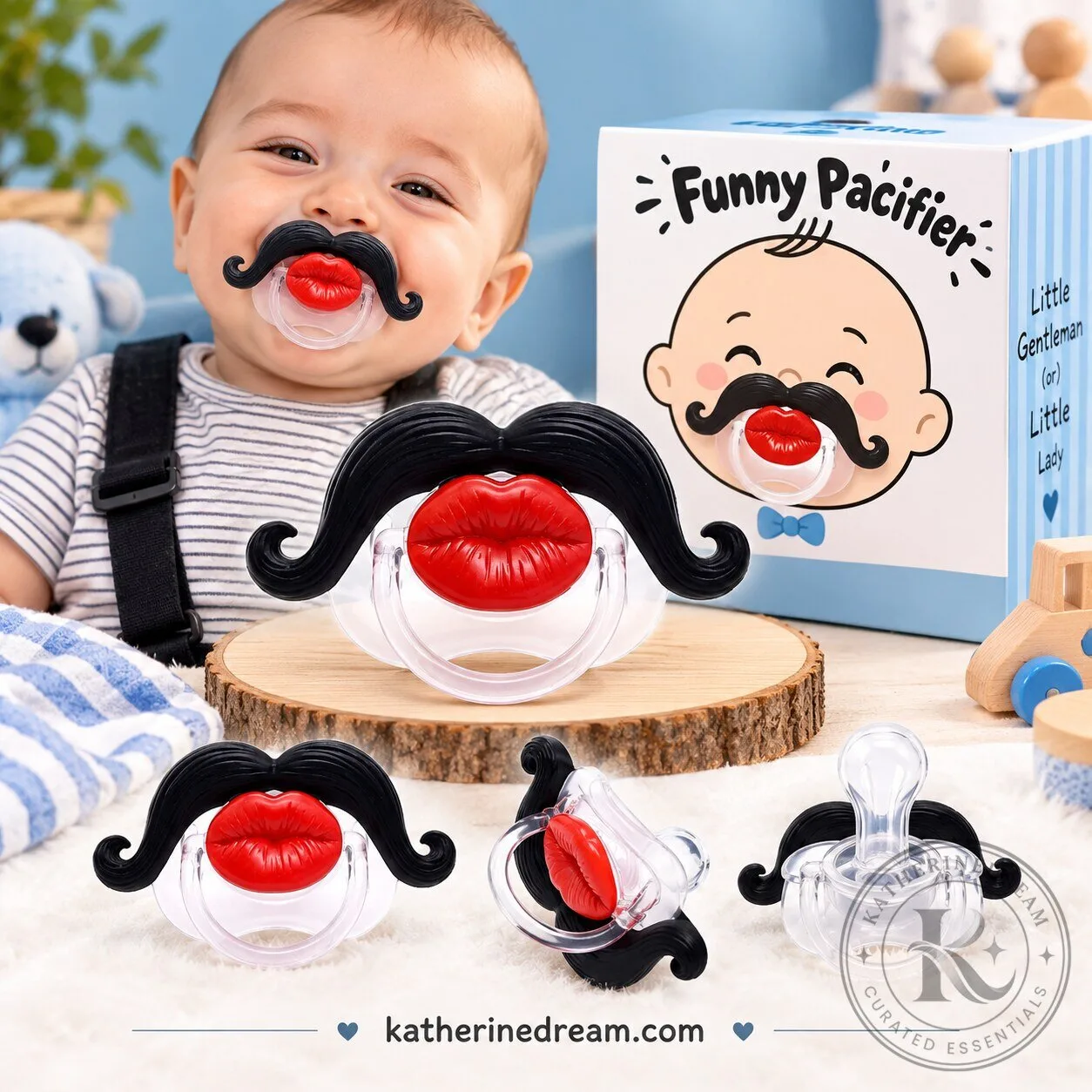 Funny Mustache Lips Baby Pacifier – Goofy Novelty Soother