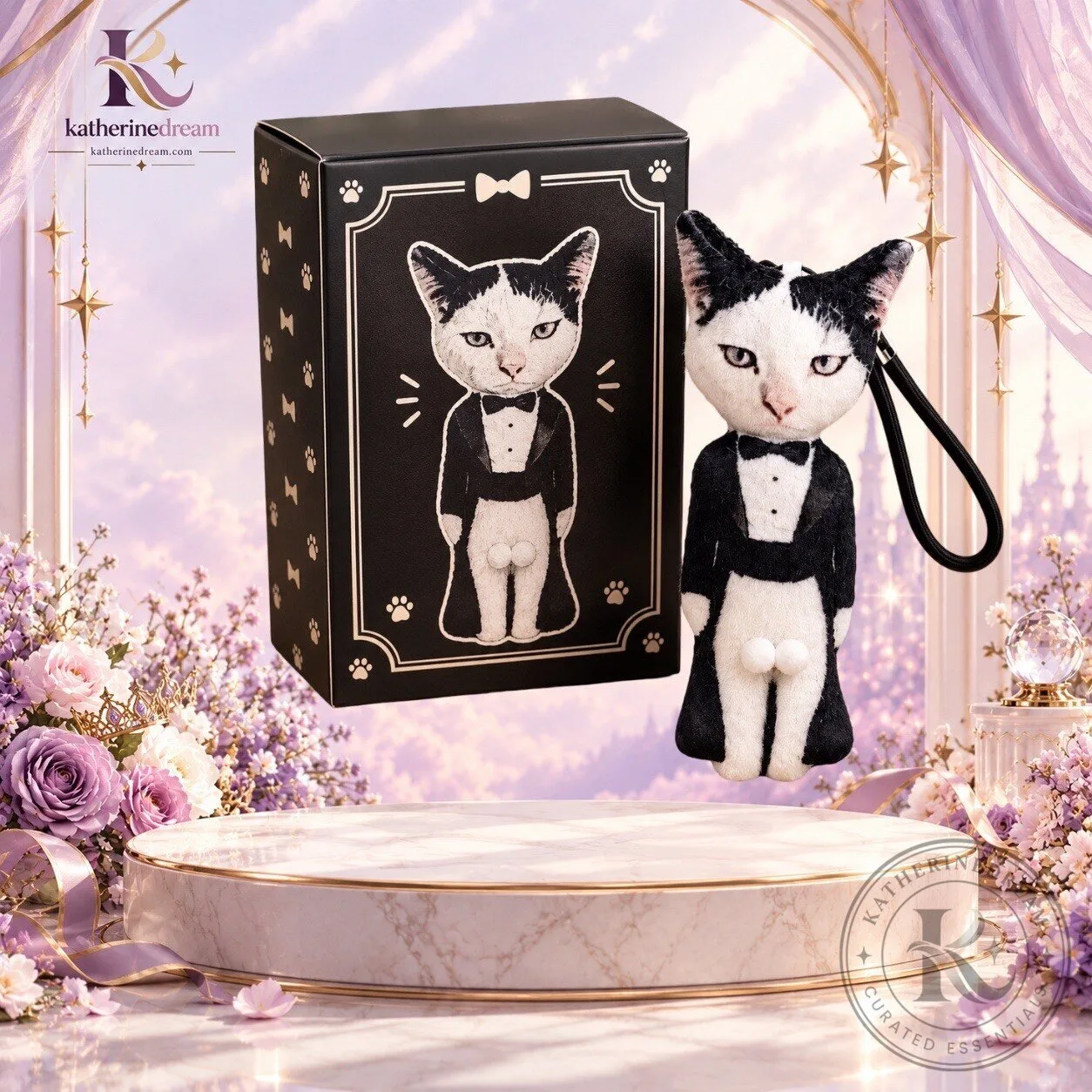 Notemanshop Funny Nude Tuxedo Cat Plush Keychain
