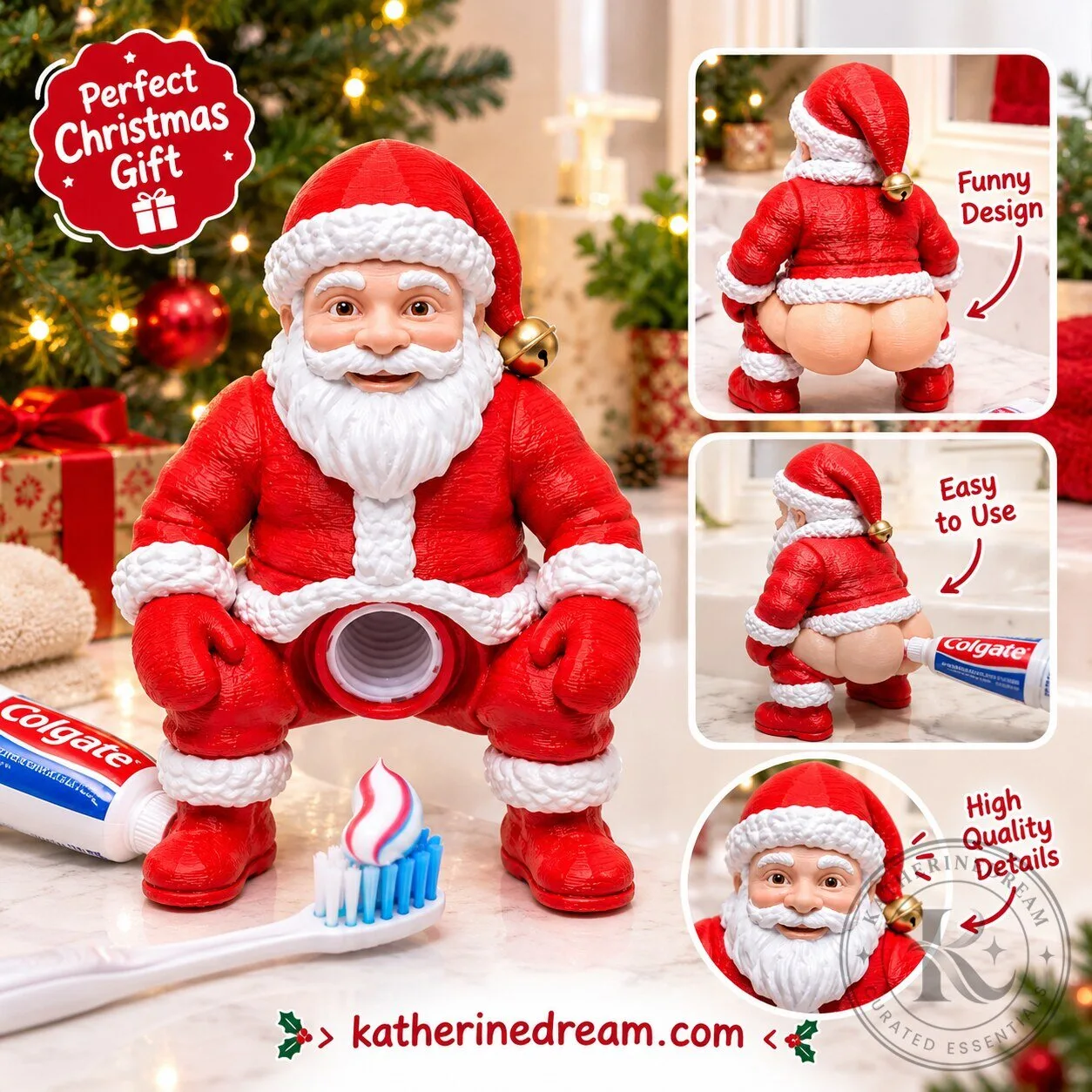 Funny Santa Butt Toothpaste Dispenser – Christmas Bathroom Decor 2026