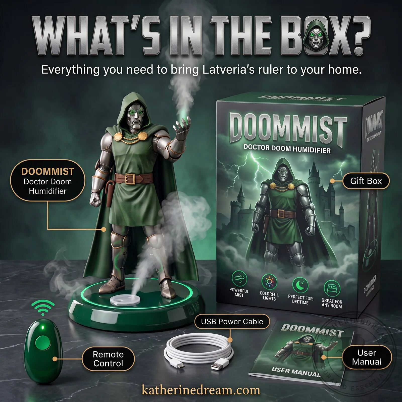 Doomist Marvel Doctor Doom 3D Mist Humidifier with Green LED Base Limited Edition 2026 8 Doomist Marvel Doctor Doom 3D Mist Humidifier with Green LED Base Limited Edition 2026